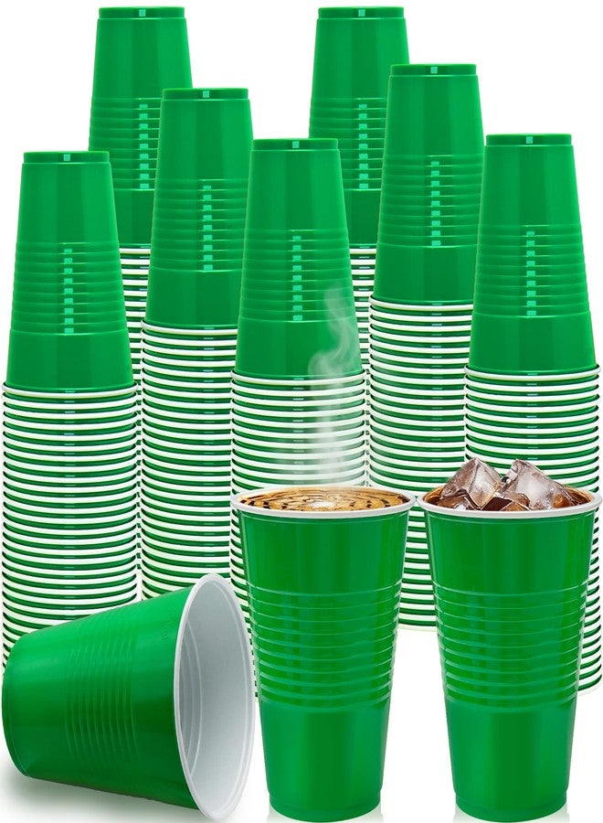 BONSINY 200 Count Green Plastic Cups - Green Disposable Cups for Party Birthday Picnics St Patricks Day (16 oz) - Image 1